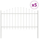 vidaXL Kerti Kerítés 5 pcs Fehér 170 x 140 cm Porszórt acél
