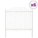 vidaXL Kerti Kerítés 6 pcs Fehér 170 x 190 cm Porszórt acél