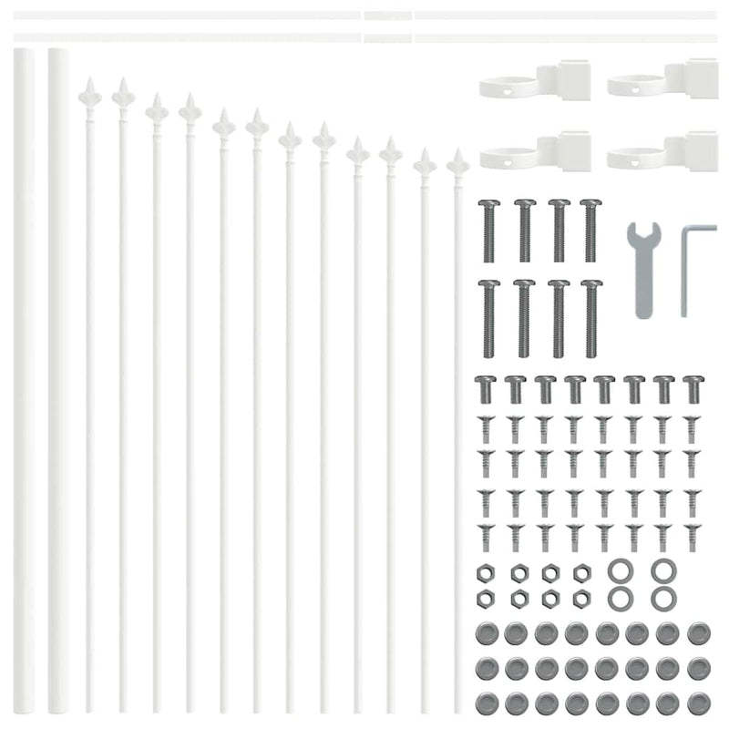 vidaXL Kerti Kerítés Fehér 1190 x 75 cm Porszórt acél