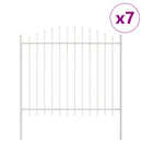 vidaXL Kerti Kerítés 7 pcs Fehér 170 x 165 cm Porszórt acél
