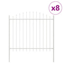 vidaXL Kerti Kerítés 8 pcs Fehér 170 x 165 cm Porszórt acél