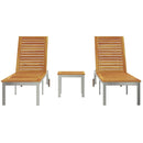 vidaXL Napozóágy 2 db Asztallal 3 pcs Barna 205x53x100cm TömörAkácfa