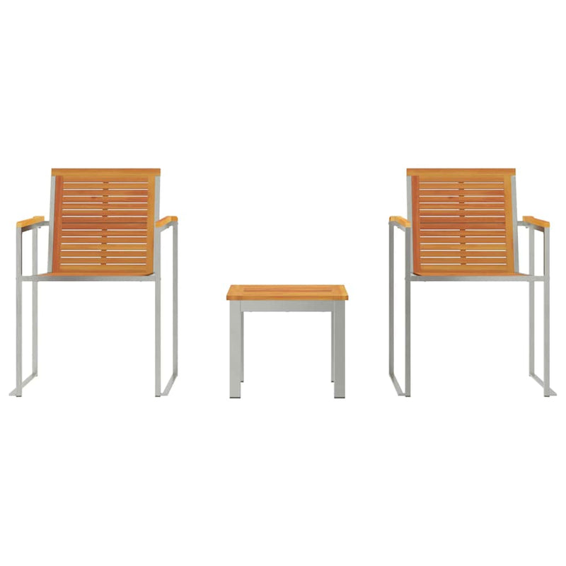 vidaXL Napozónyugágy 3-személy 3 pcs Barna 200x60x88cm Tömör akácfa