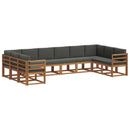 vidaXL Kültéri kanapé szett párnával 10 pcs Természetes és antracit
