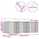 vidaXL Kutyaketrec Ezüst 600 x 200 x 256 cm Horganyzott acél