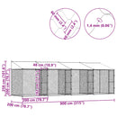 vidaXL Kutya ketrec tetővel Ezüst 800 x 200 x 258 cm Acél és PE