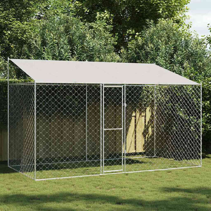 vidaXL Kutyaketrec Ezüst 400 x 200 x 256 cm Horganyzott acél