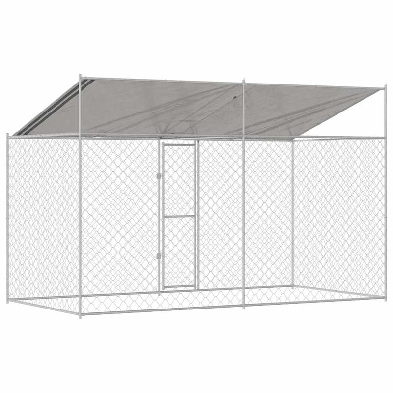 vidaXL Kutyaketrec Ezüst 400 x 200 x 256 cm Horganyzott acél