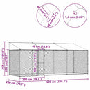 vidaXL Kutyaketrec Ezüst 600 x 200 x 256 cm Horganyzott acél