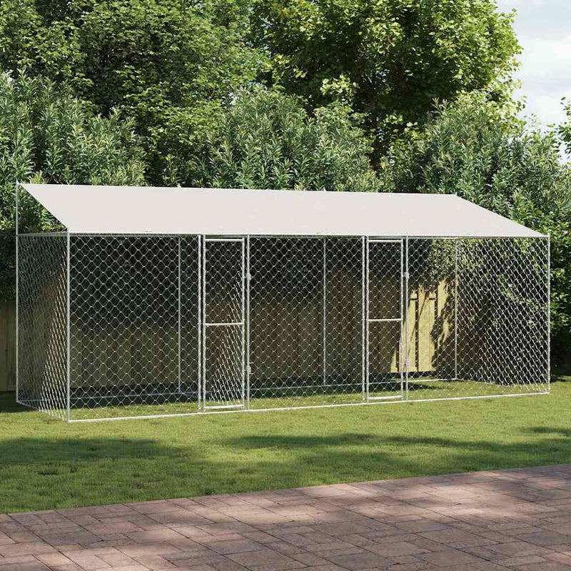 vidaXL Kutyaketrec Ezüst 600 x 200 x 256 cm Horganyzott acél