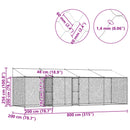 vidaXL Kutya ketrec tetővel Ezüst 800 x 200 x 258 cm Acél és PE