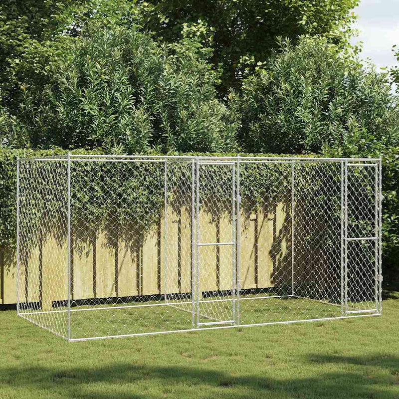 vidaXL Kutyaketrec Ezüst 400 x 200 x 200 cm Horganyzott acél