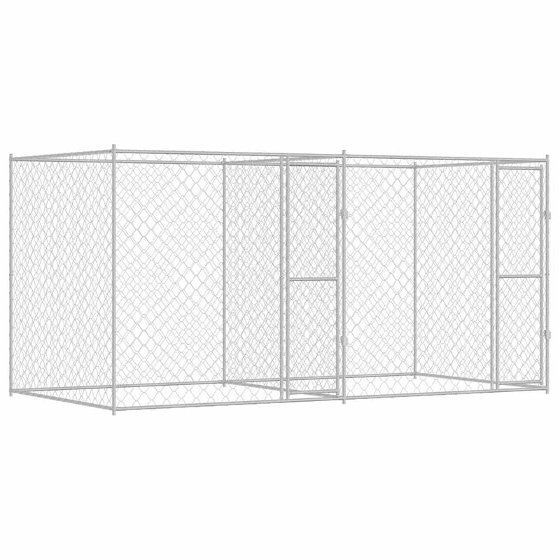 vidaXL Kutyaketrec Ezüst 400 x 200 x 200 cm Horganyzott acél