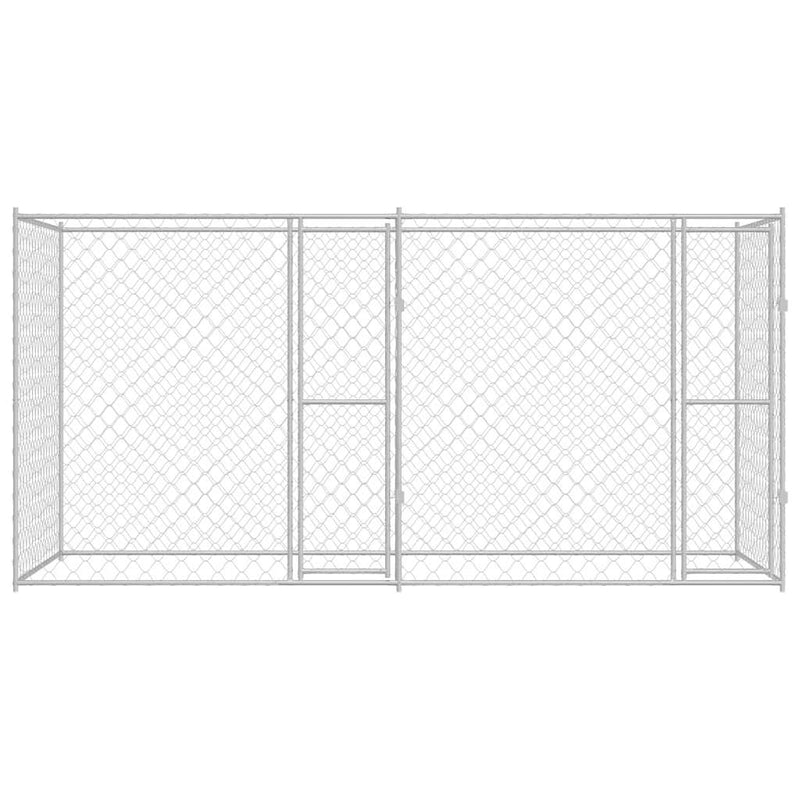 vidaXL Kutyaketrec Ezüst 400 x 200 x 200 cm Horganyzott acél