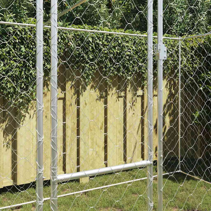 vidaXL Kutyaketrec Ezüst 400 x 200 x 256 cm Horganyzott acél