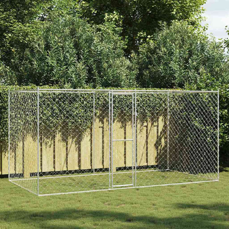 vidaXL Kutyaketrec Ezüst 400 x 200 x 256 cm Horganyzott acél
