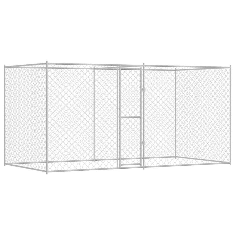vidaXL Kutyaketrec Ezüst 400 x 200 x 256 cm Horganyzott acél