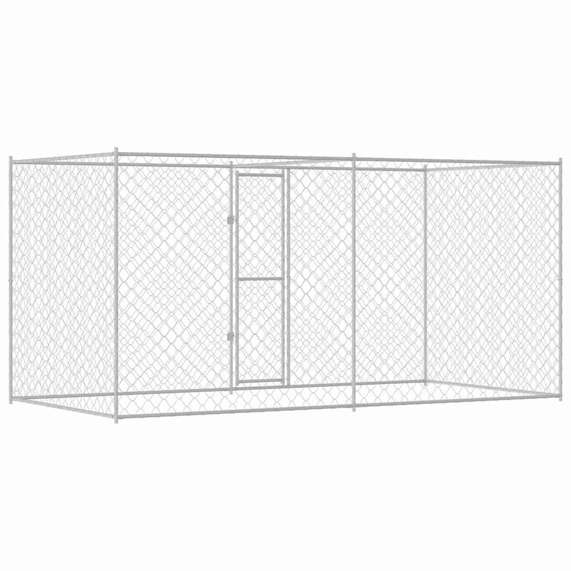 vidaXL Kutyaketrec Ezüst 400 x 200 x 256 cm Horganyzott acél