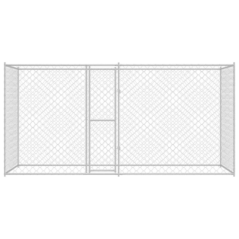 vidaXL Kutyaketrec Ezüst 400 x 200 x 256 cm Horganyzott acél