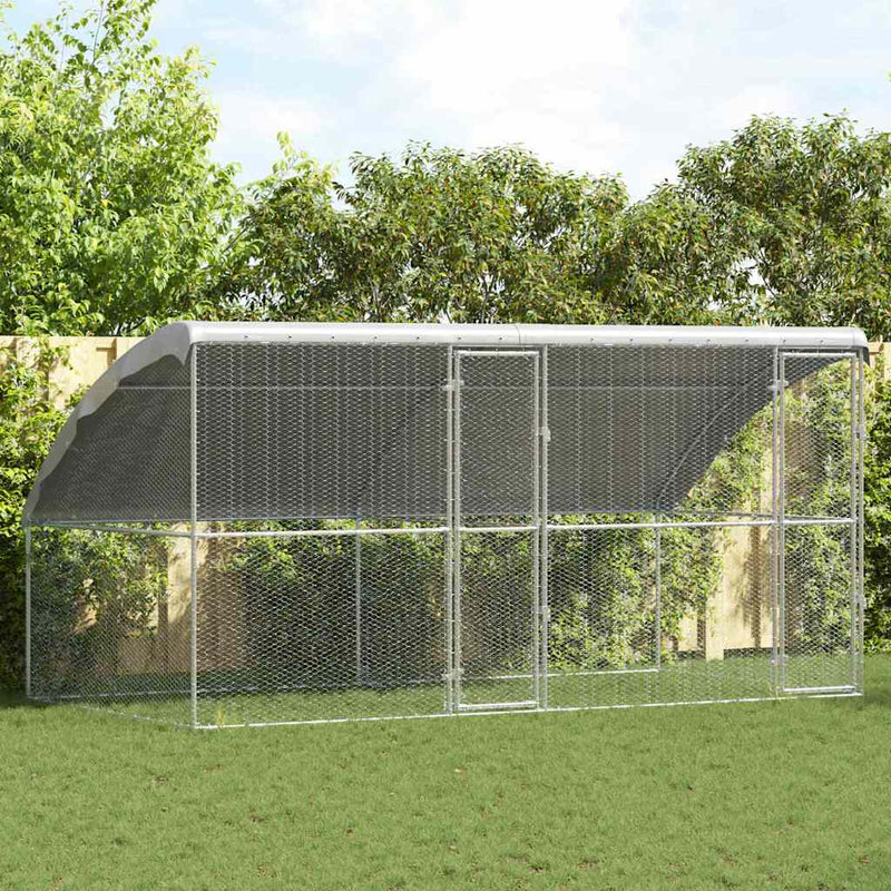 vidaXL Csirkeketrec Ezüst 400 x 200 x 198.5 cm Horganyzott acél
