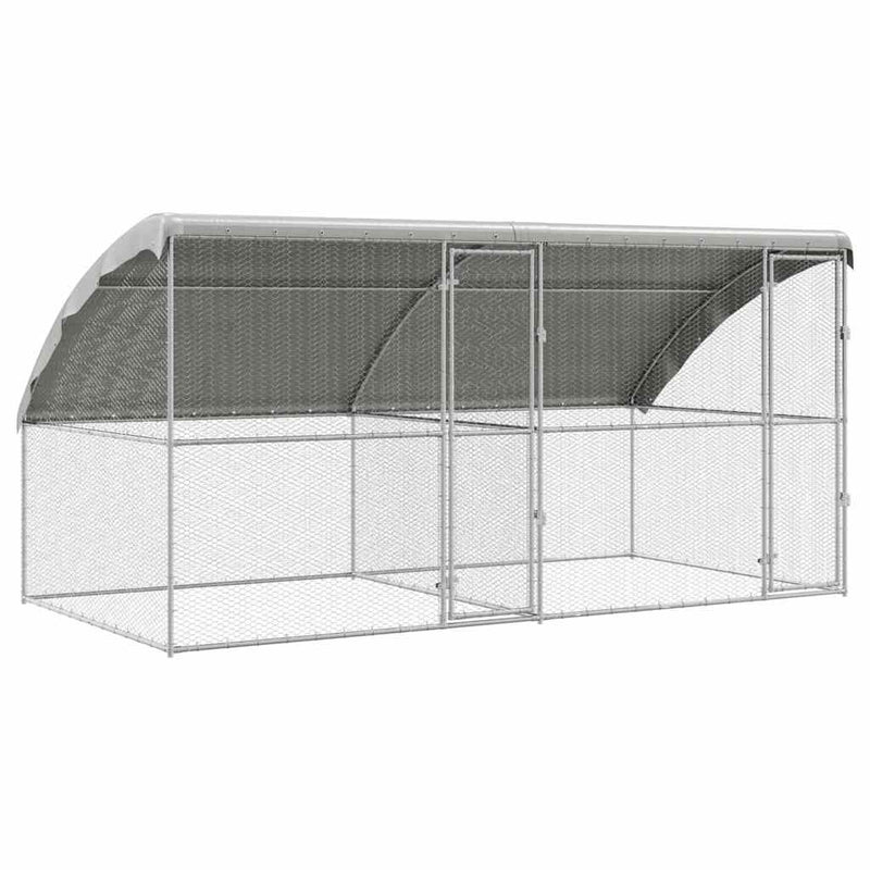 vidaXL Csirkeketrec Ezüst 400 x 200 x 198.5 cm Horganyzott acél
