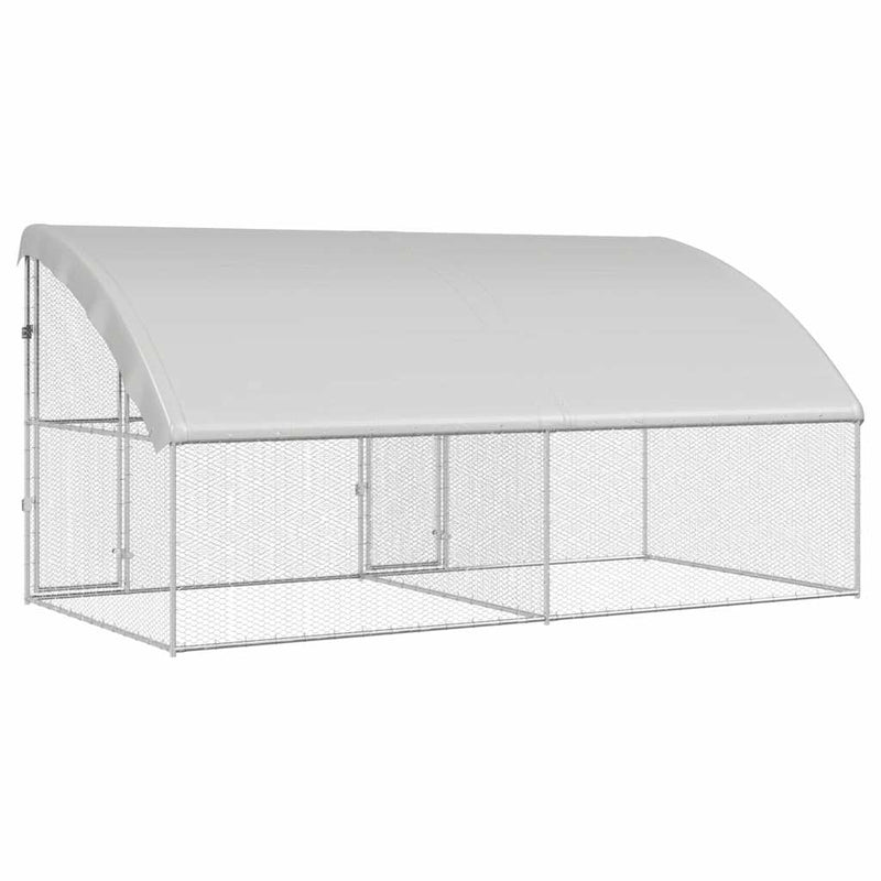 vidaXL Csirkeketrec Ezüst 400 x 200 x 198.5 cm Horganyzott acél