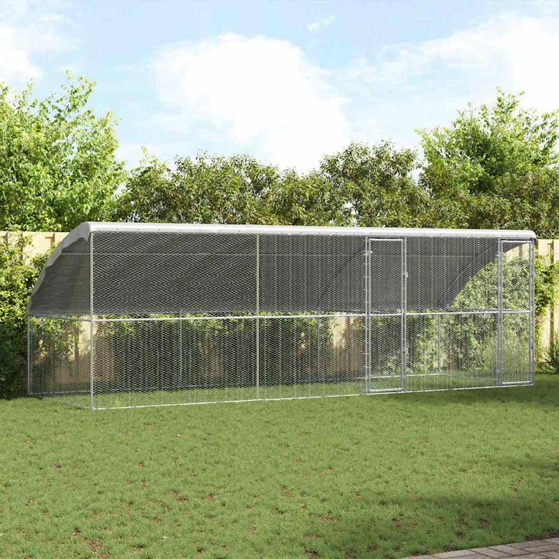 vidaXL Csirkeketrec Ezüst 600 x 200 x 198.5 cm Horganyzott acél