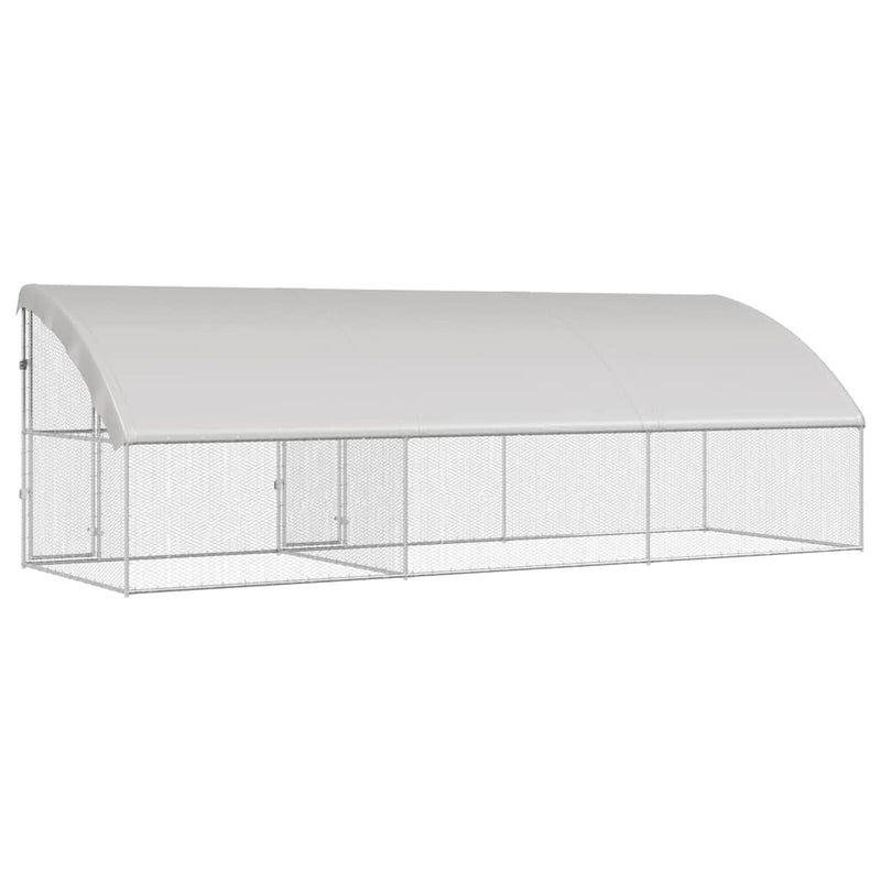 vidaXL Csirkeketrec Ezüst 600 x 200 x 198.5 cm Horganyzott acél