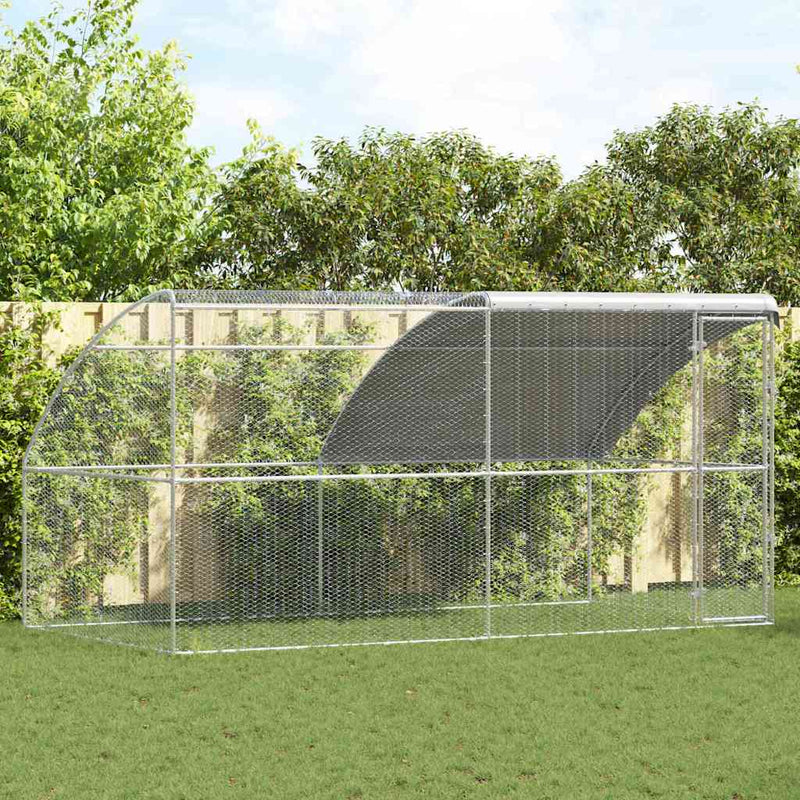 vidaXL Csirkeketrec Ezüst 400 x 200 x 198.5 cm Horganyzott acél