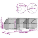 vidaXL Kutyaház tárolóval 3 pcs Ezüst 6 x 2 x 2 m Acél
