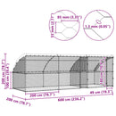 vidaXL Kutyaház tárolóval 3 pcs Ezüst 6 x 2 x 2 m Acél