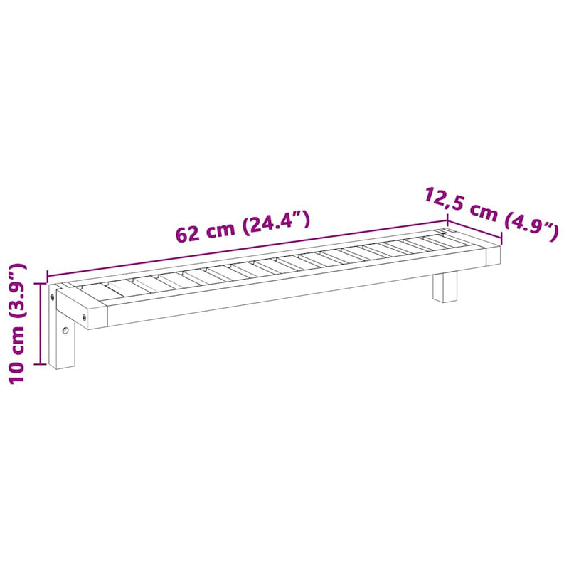 vidaXL Fali akasztós rács Bézs 62 x 10 x 12.5 cm Tömör diófa