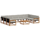 vidaXL Kültéri kanapé szett 10 pcs Természetes és Világosszürke