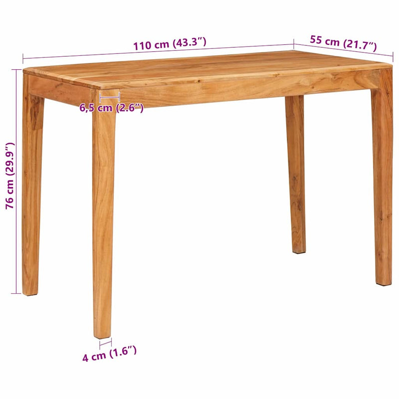 vidaXL Étkezőasztal Barna 110 x 55 x 76 cm Tömör Akácfa