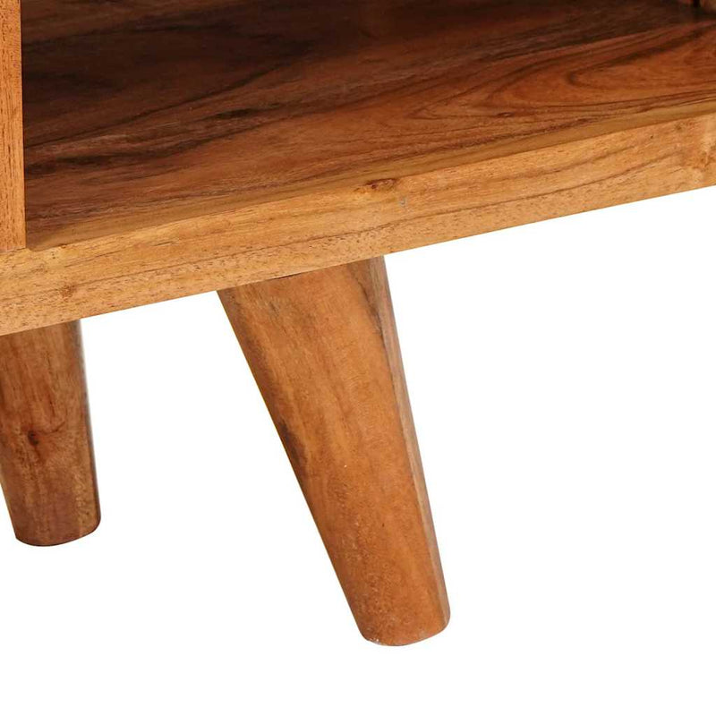 vidaXL TV szekrény polcokkal Barna 110 x 30 x 40 cm Tömör Akácfa