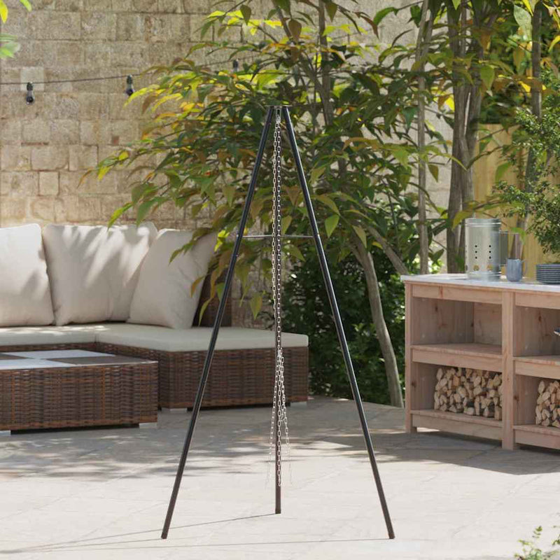 vidaXL Tűzrakó állvány Fekete 92 x 92 x 151,5 cm Acél
