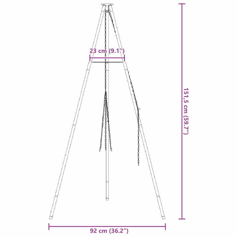 vidaXL Tűzrakó állvány Fekete 92 x 92 x 151,5 cm Acél