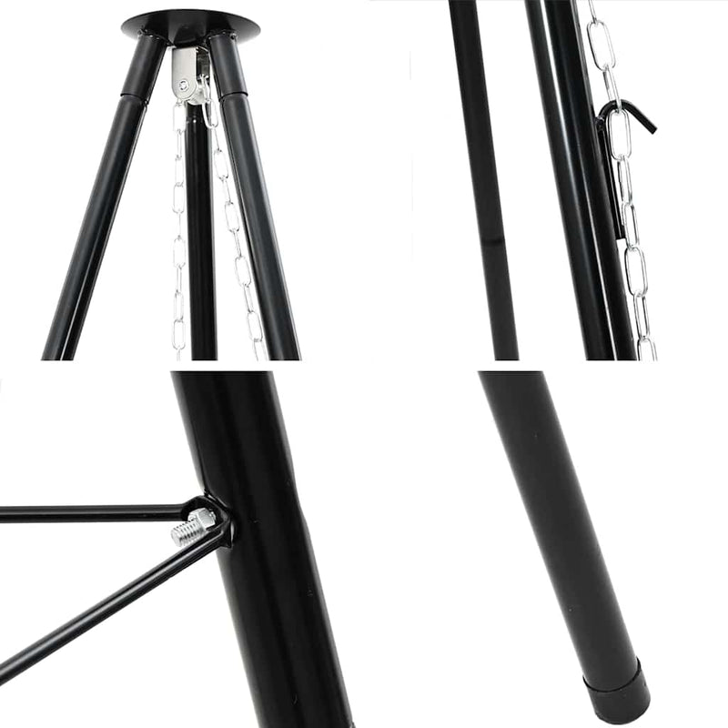 vidaXL Tűzrakó állvány Fekete 92 x 92 x 191,5 cm Acél