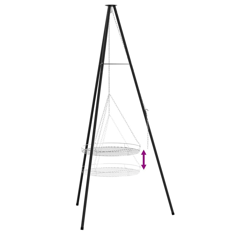 vidaXL Tűzrakó állvány Fekete 92 x 92 x 171,5 cm Acél
