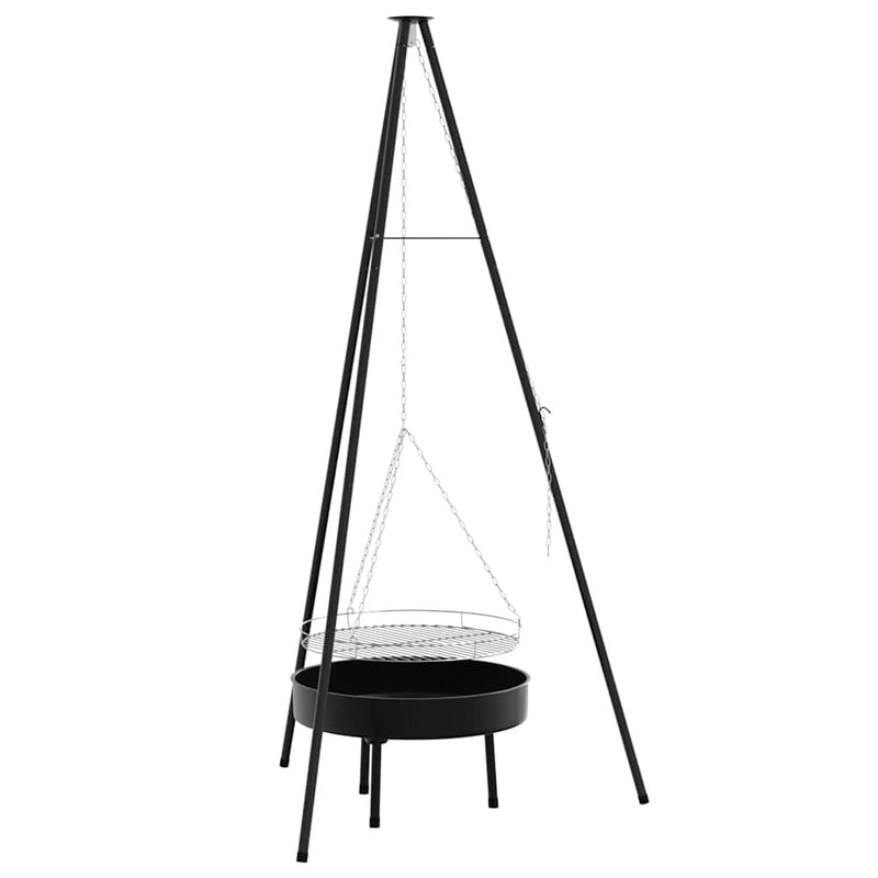 vidaXL Tűzrakó állvány Fekete 92 x 92 x 171,5 cm Fém
