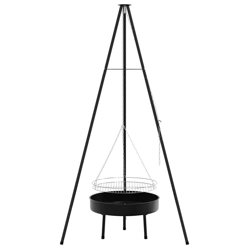 vidaXL Tűzrakó állvány Fekete 92 x 92 x 171,5 cm Fém