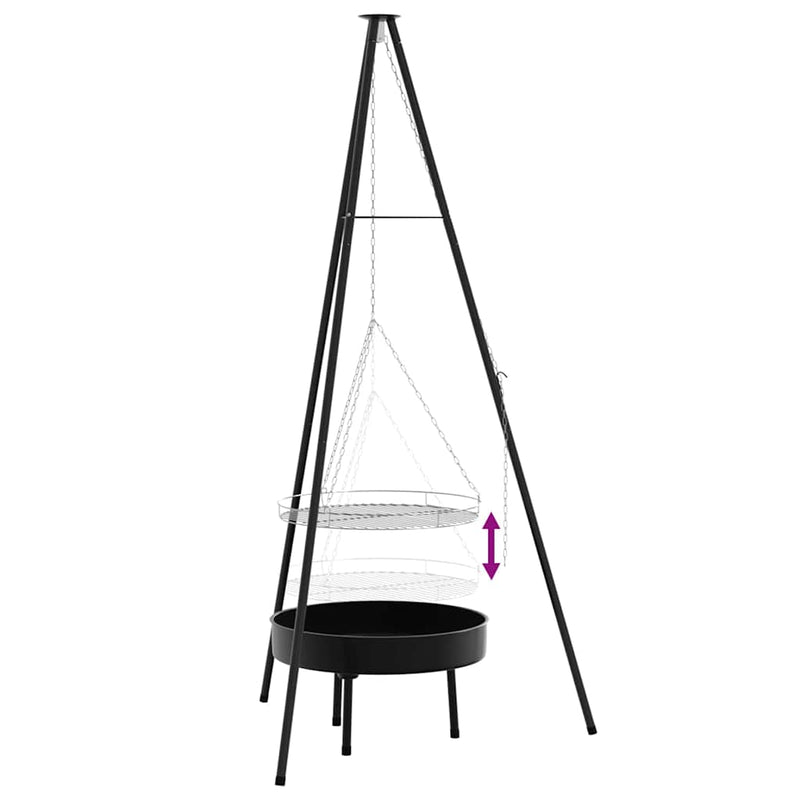 vidaXL Tűzrakó állvány Fekete 92 x 92 x 171,5 cm Fém