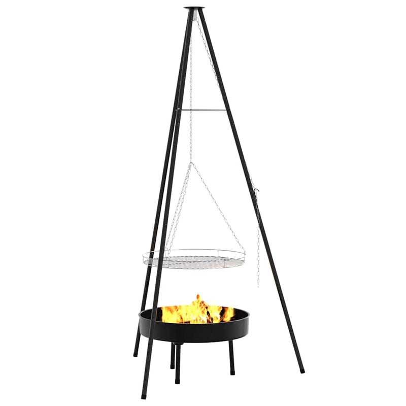 vidaXL Tűzrakó állvány Fekete 92 x 92 x 171,5 cm Fém