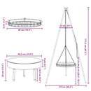 vidaXL Tűzrakó állvány Fekete 92 x 92 x 171,5 cm Fém