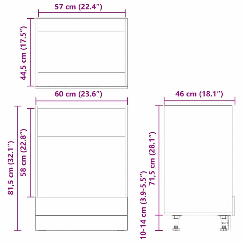 vidaXL Szekrény sütőhöz kézműves tölgy 60 x 46 x 81.5 cm Faanyag