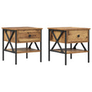 vidaXL Éjjeli szekrény fiókkal 2 pcs Régi fa 40 x 42 x 45 cm