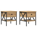 vidaXL Éjjeli szekrény fiókkal 2 pcs kézműves tölgy 40 x 42 x 45 cm