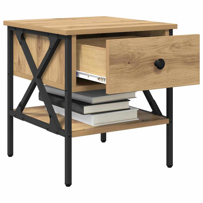 vidaXL Éjjeli szekrény fiókkal 2 pcs kézműves tölgy 40 x 42 x 45 cm