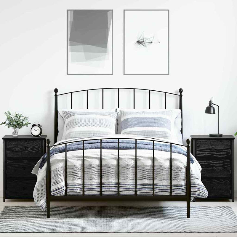 vidaXL Éjjeliszekrény fiókkal Fekete Szilárd Újrahasznosított Fa