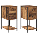 vidaXL Éjjeliszekrény fiókkal 2 pcs Régi fa 32 x 42 x 70 cm Faanyag